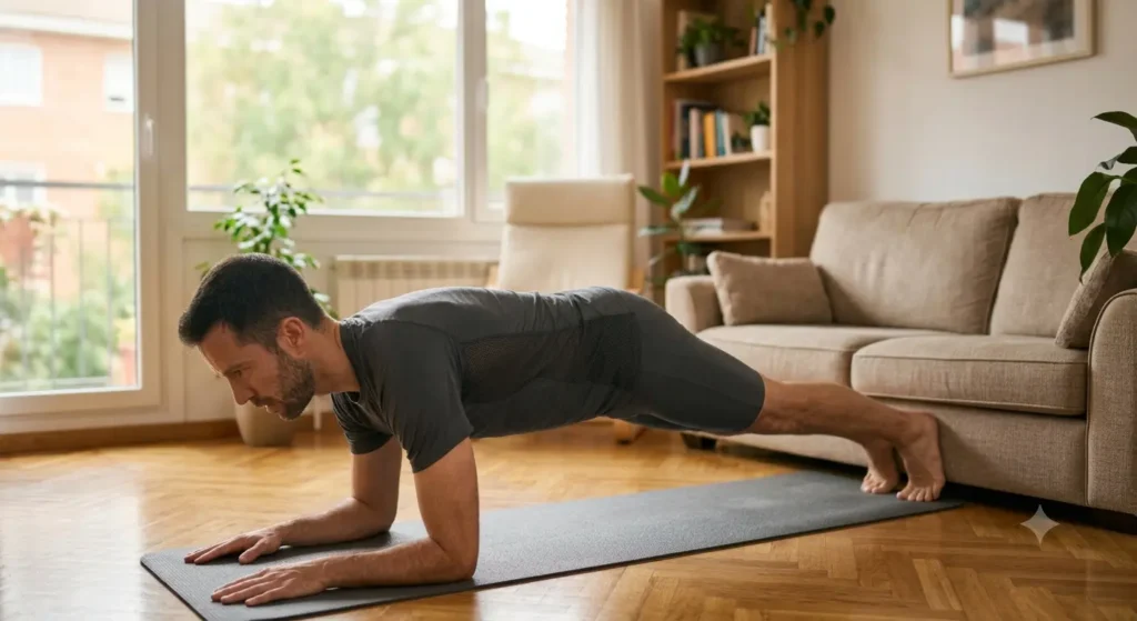 Ejercicio de core plancha frontal para futbolistas amateurs